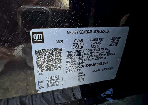 2021 Chevrolet Suburban 4Wd Z71 z USA, uszkodzony, nr VIN 1GNSKDKD8MR441975